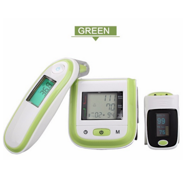 Blood Pressure Monitor Infrared Ear Thermometer Health Pack-Health Care-Prime4Choice.com-Green-1 Bundle (Oximeter+BP Monitor+Thermometer)-Prime4Choice.com