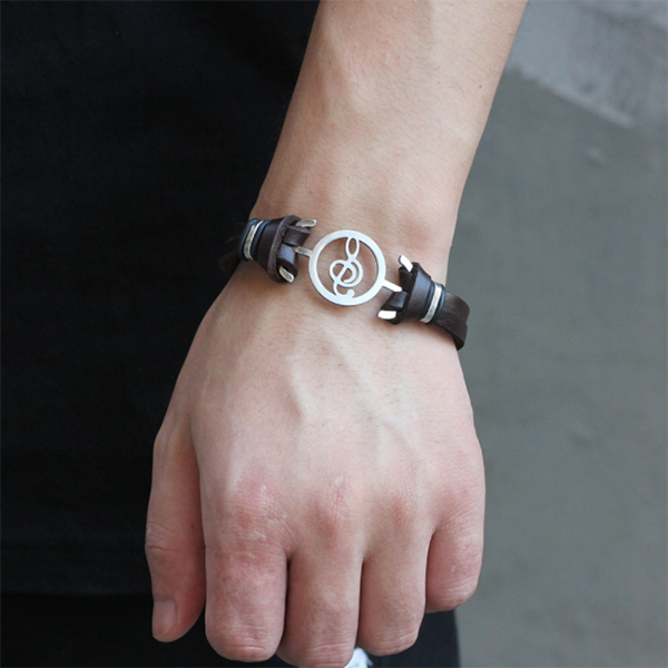Vintage Stainless Steel Music Leather Bracelet-Beauty & Fashion-Prime4Choice.com-Prime4Choice.com