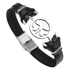 Vintage Stainless Steel Music Leather Bracelet-Beauty & Fashion-Prime4Choice.com-Black-Clover-Prime4Choice.com