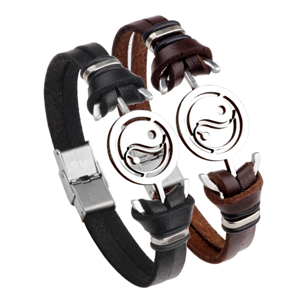 Vintage Stainless Steel Music Leather Bracelet-Beauty & Fashion-Prime4Choice.com-Black&Brown-TaiChi-Prime4Choice.com