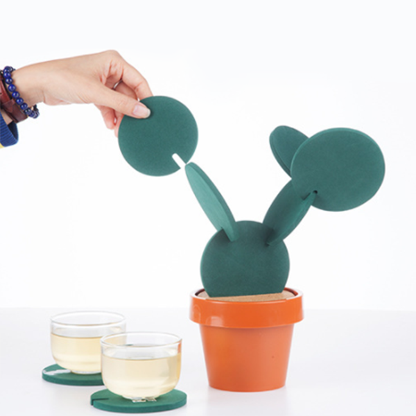 Cactus Coasters Cup Flower Pot Set