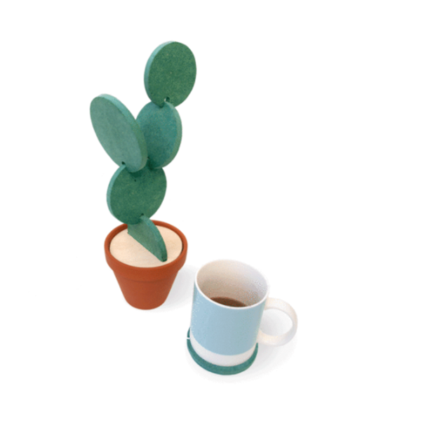 Cactus Coasters Cup Flower Pot Set