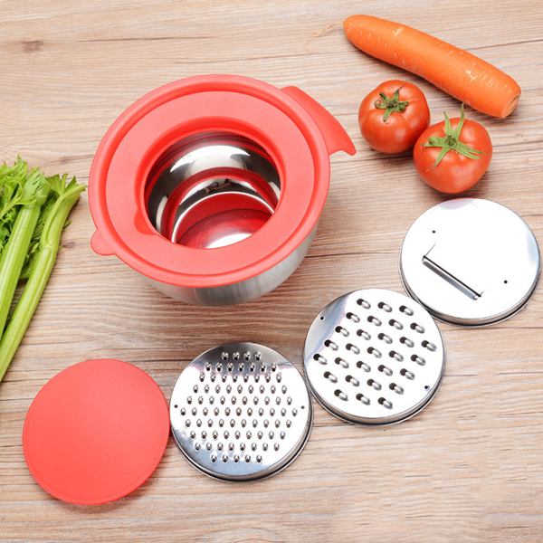 Silicon Rubber Handle Stainless Steel Bowl with Grater