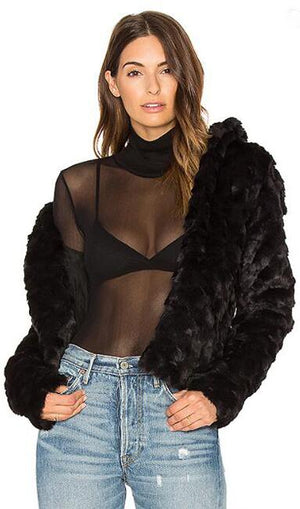 Faux Fur Shawl Collar Jacket