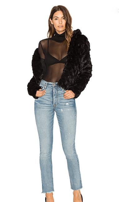 Faux Fur Shawl Collar Jacket
