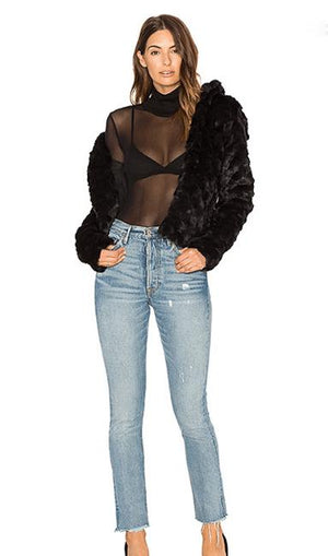 Faux Fur Shawl Collar Jacket