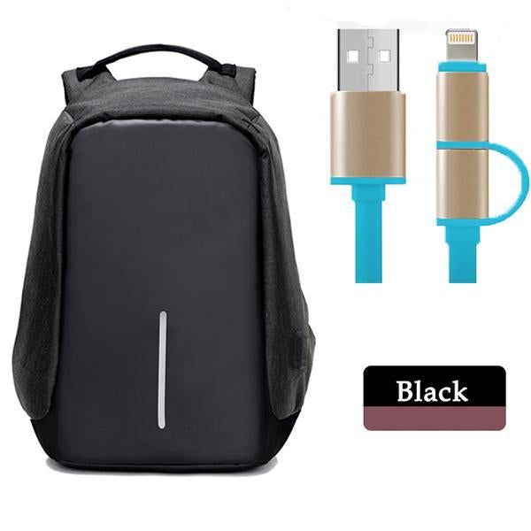 Multifunctional Anti-theft Backpack-bags-2UBEST.COM-Black Backpack+Blue USB Cable-