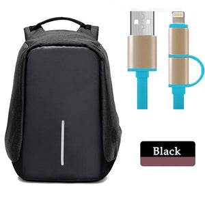 Multifunctional Anti-theft Backpack-bags-2UBEST.COM-Black Backpack+Blue USB Cable-