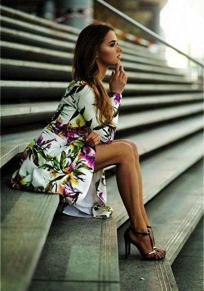 Floral Long Sleeve Maxi A-line Dress For FALL2018