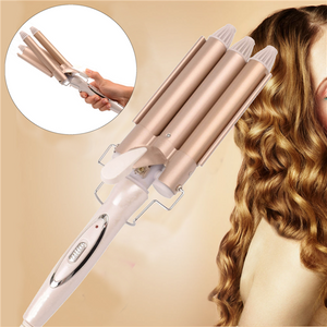 Hair Waver Ceramic 3 Barrel Clamp Curler