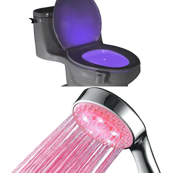 Magical 7 Colors LED Shower Head Light-Christmas Lights-Prime4Choice.com-1 pc LED spray head light+ 1 pc toilet nightlight-Prime4Choice.com