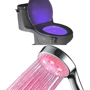 Magical 7 Colors LED Shower Head Light-Christmas Lights-Prime4Choice.com-1 pc LED spray head light+ 1 pc toilet nightlight-Prime4Choice.com