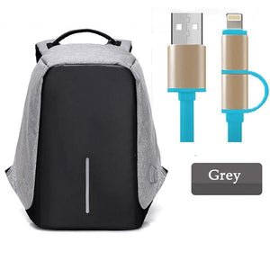 Multifunctional Anti-theft Backpack-bags-2UBEST.COM-Gray Backpack+Blue USB Cable-