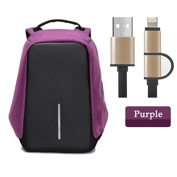 Multifunctional Anti-theft Backpack-bags-2UBEST.COM-Purple Backpack+Black USB Cable-